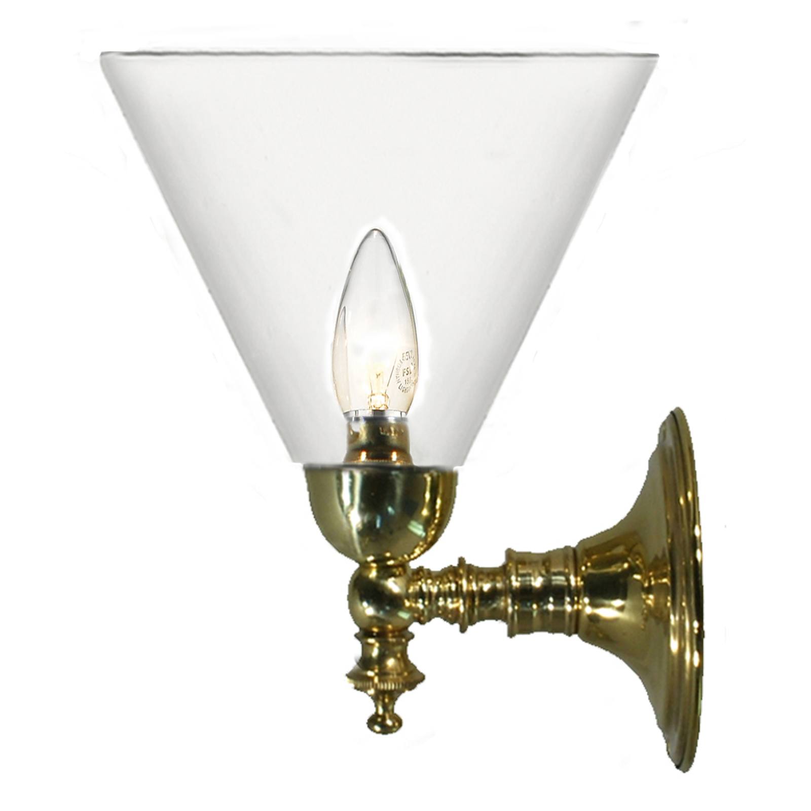 Koscina Wall Light with Cono Clear Shade, Polished Brass