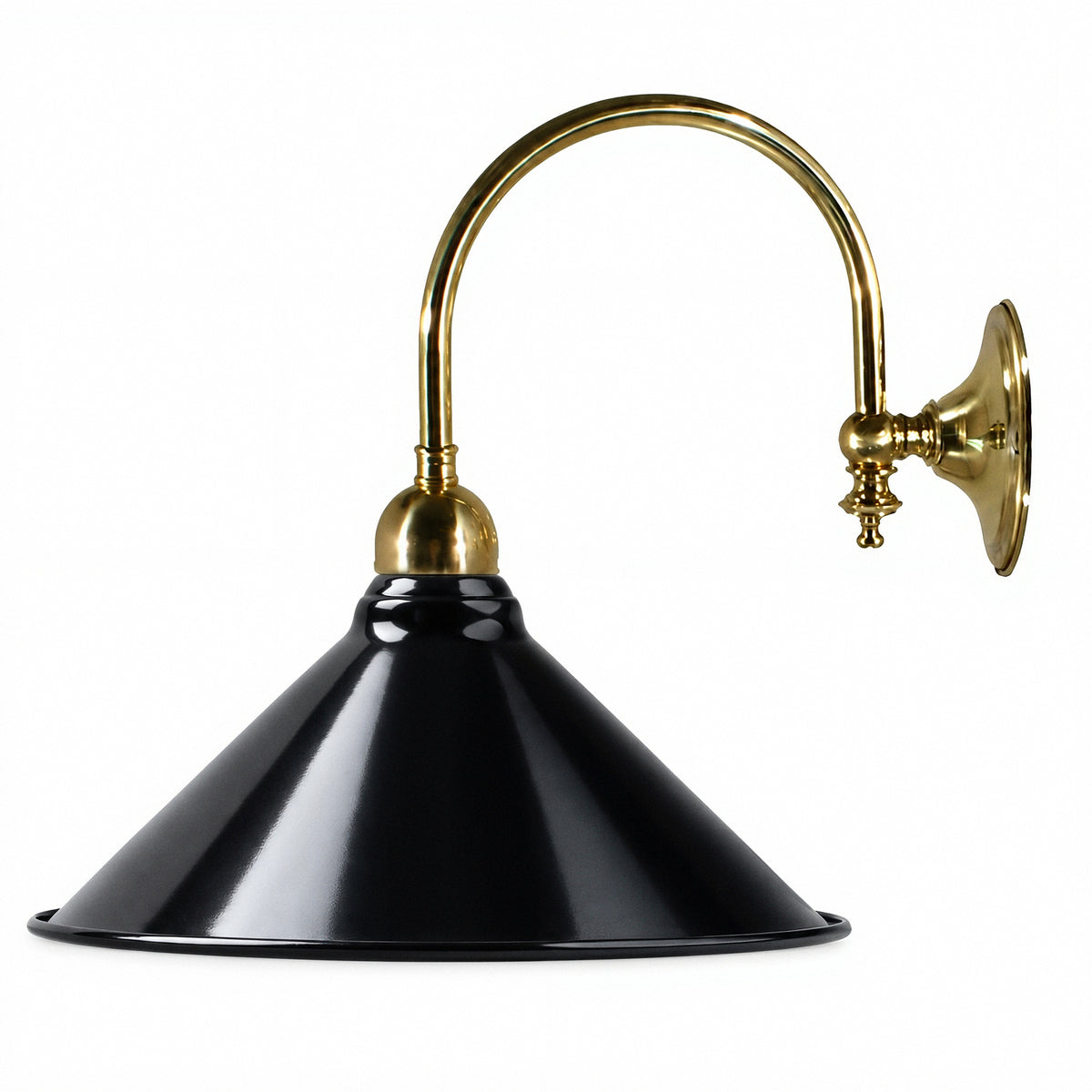 Luke Wall Light Polished Brass with Edwardian 250mm Black Metal Shade