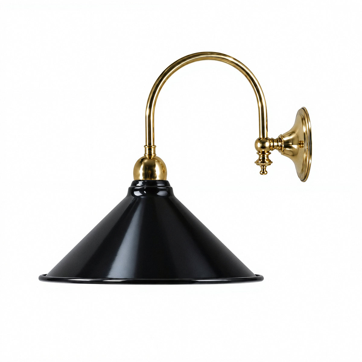 Luke Wall Light Polished Brass with Edwardian 250mm Black Metal Shade