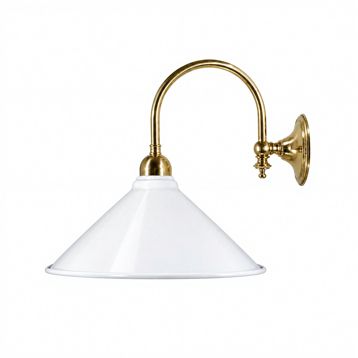 Luke Wall Light Polished Brass with Edwardian 250mm White Metal Shade