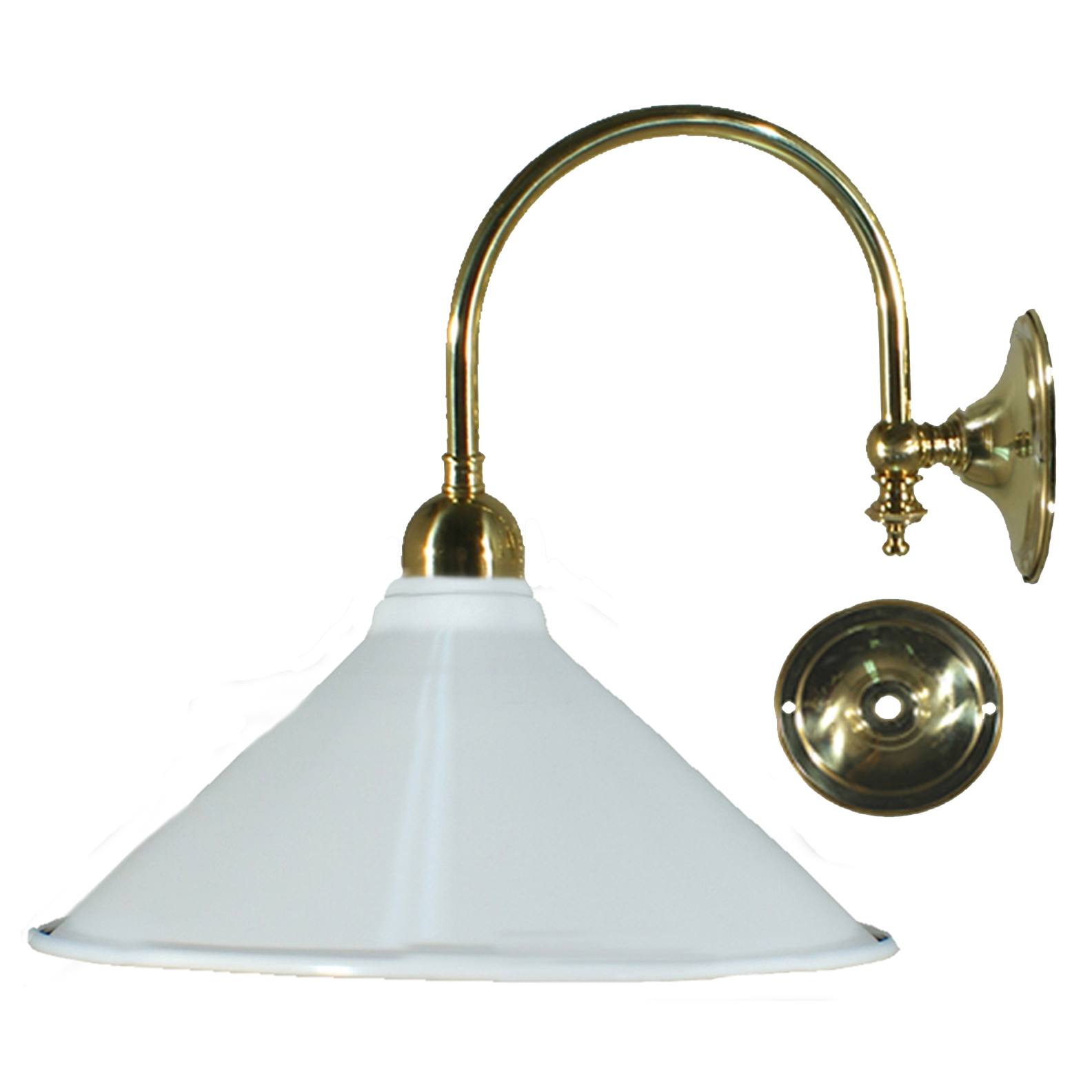 Luke Wall Light Polished Brass with Edwardian 250mm White Metal Shade