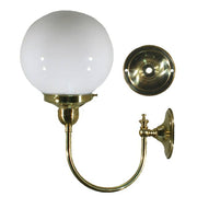 Luke Wall Light Polished Brass with 6'' Opal Gloss Sphere