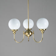 Luke 3 Light Pendant Polished Brass with 6'' Opal Gloss Spheres