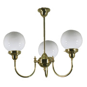 Luke 3 Light Pendant Polished Brass with 6'' Opal Gloss Spheres
