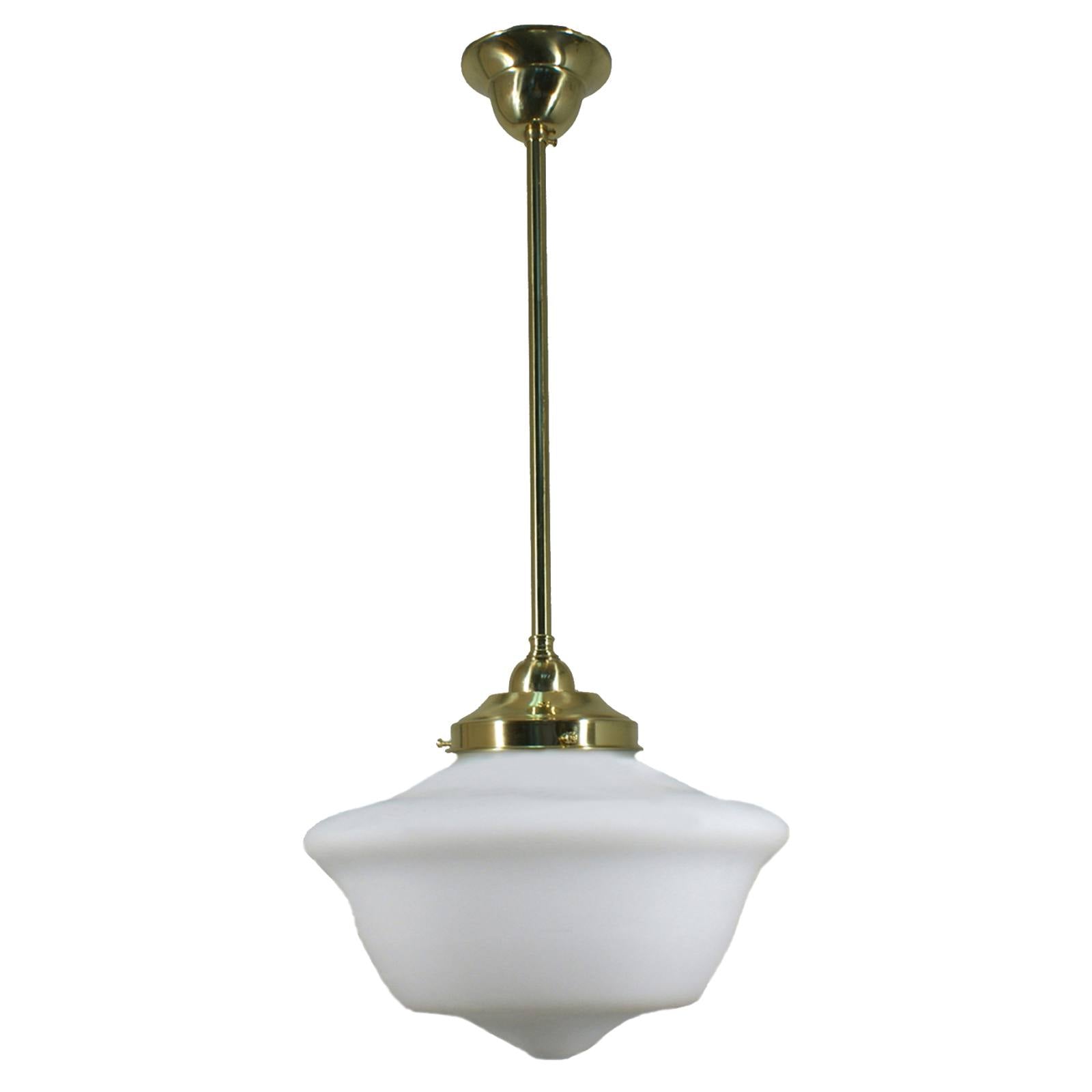 Victorian Schoolhouse 12'' Opal Matte on Rod Set 1/2'' x 1/2m, Polished Brass