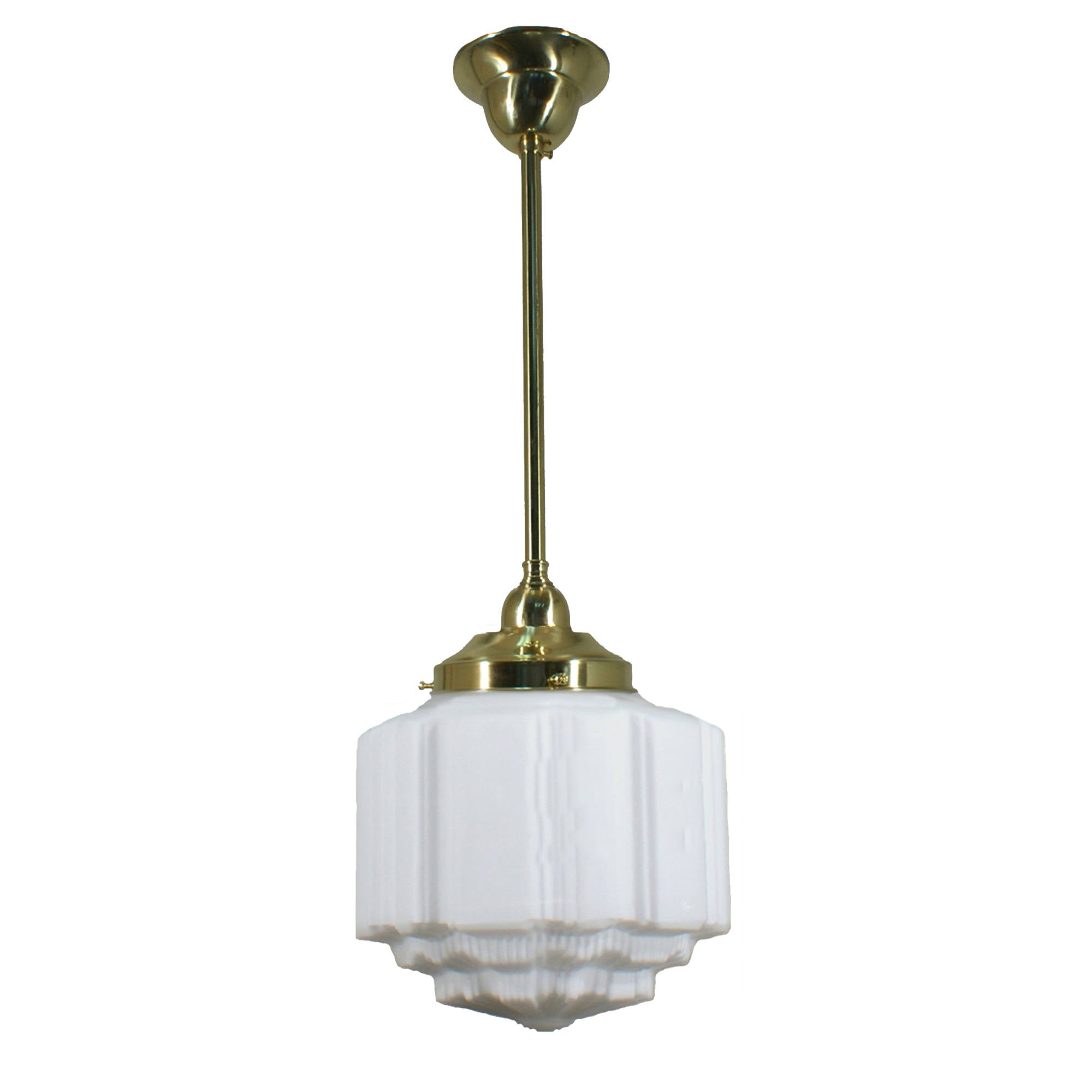 St Kilda 8" Opal Matte on Rod Set 1/2" x 1/2m, Polished Brass