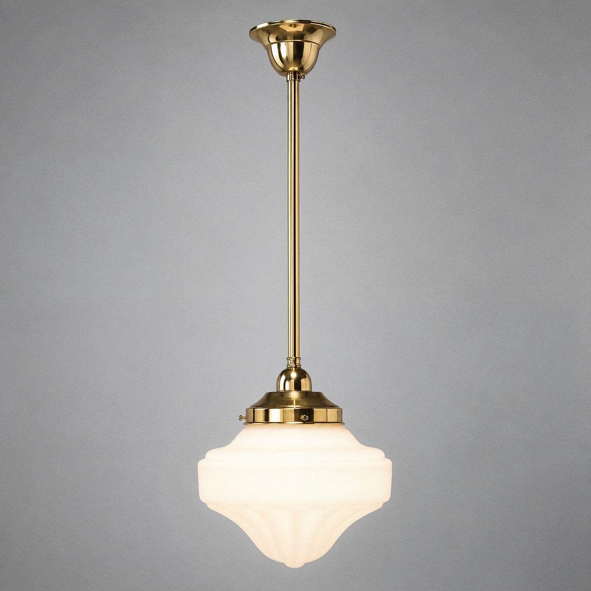 Derby Opal Matt 9" Shade w 1/2" x 1/2m Brass Rod Pendant