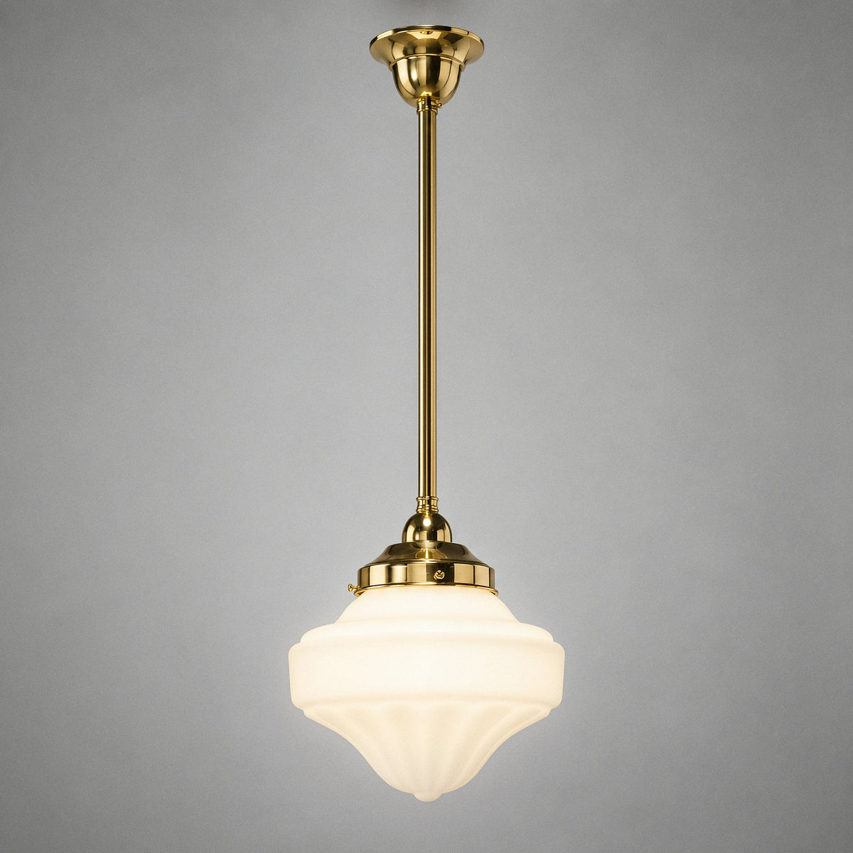 Derby Opal Matt 9" Shade w 1/2" x 1/2m Brass Rod Pendant