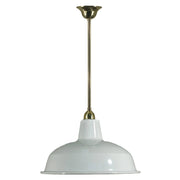 Warehouse 300mm White Metal Shade on Rod Set 1/2'' x 1/2m, Polished Brass