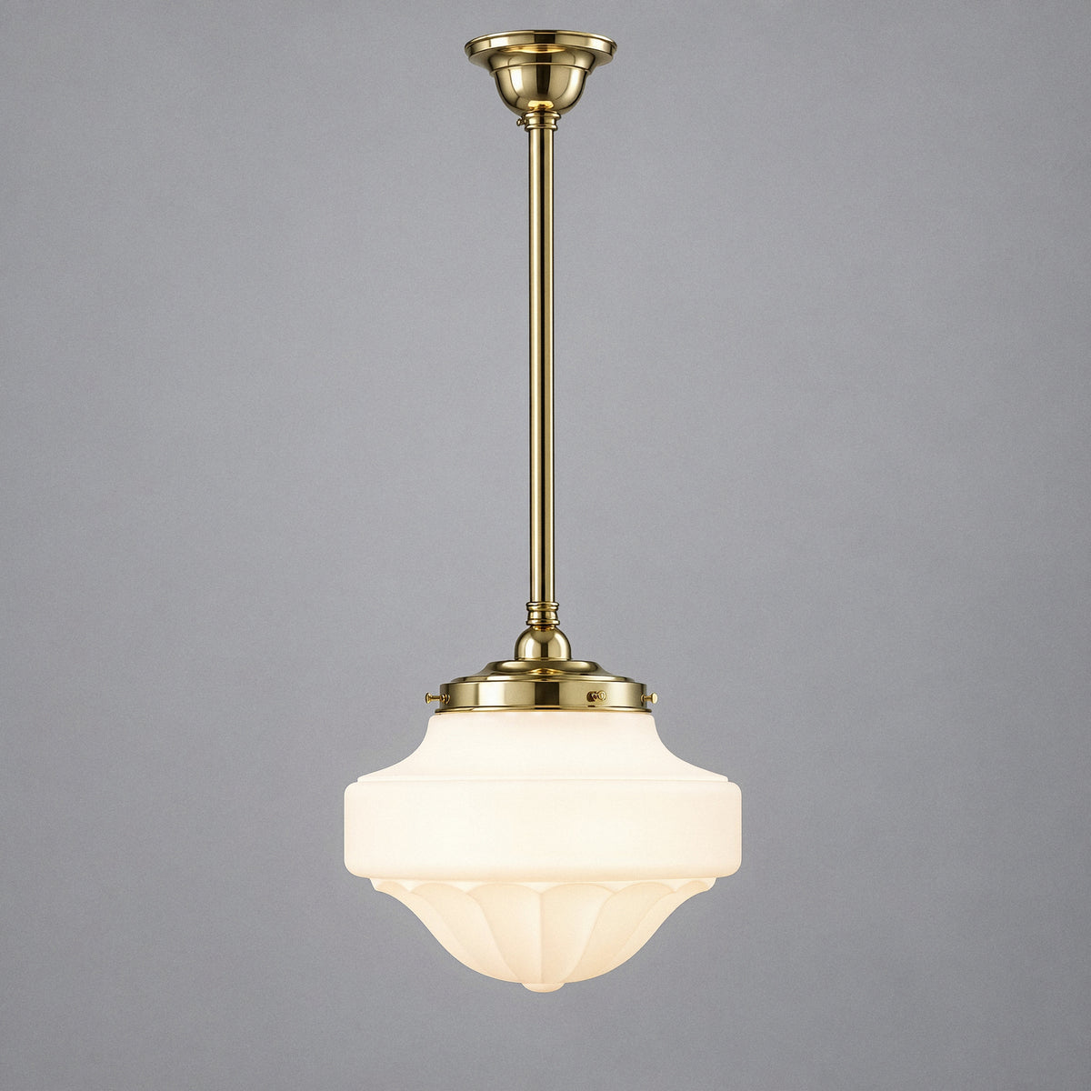 Derby Opal Matt 13" Shade w 3/4" x 1/2m Brass Rod Pendant