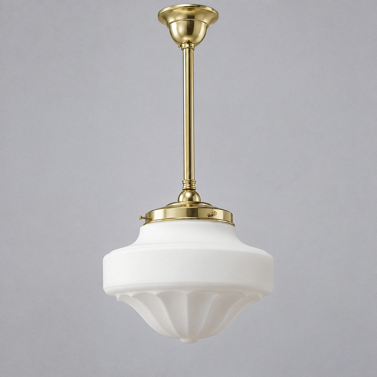 Derby Opal Matt 13" Shade w 3/4" x 1/2m Brass Rod Pendant