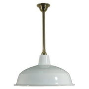 Warehouse 420mm White Metal Shade on Rod Set 3/4'' x 1/2m, Polished Brass