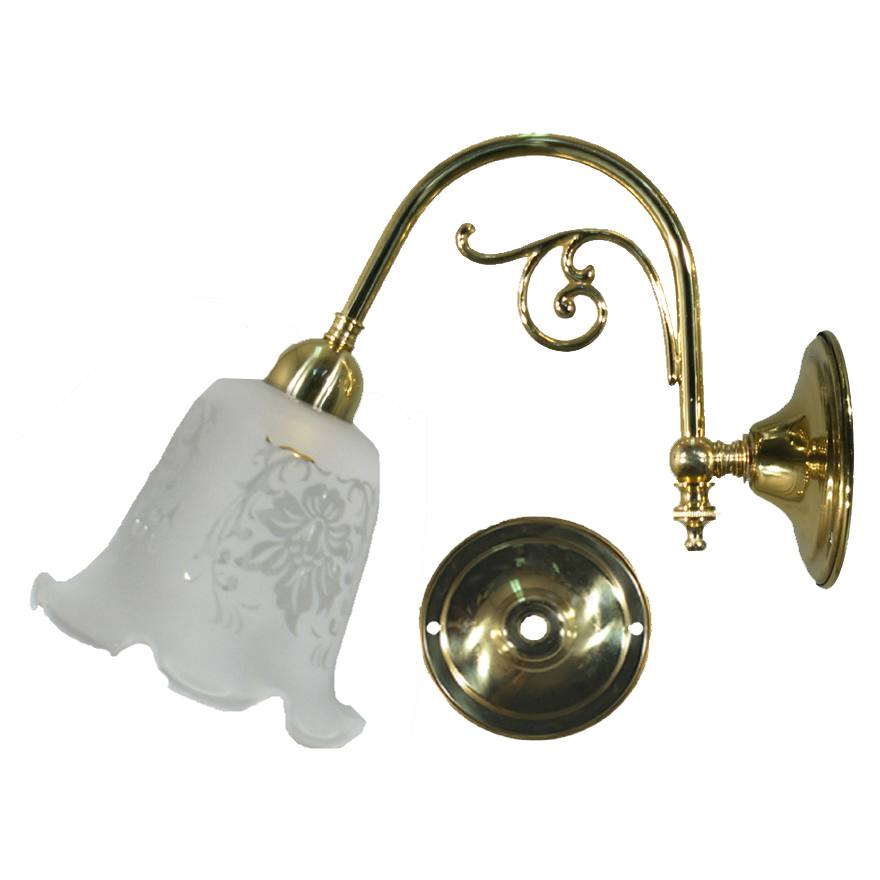 Victoriana Wall Light Polished Brass with 5008 29mm Frost Etch Shade