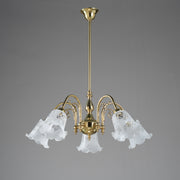 Victoriana 5 Light Pendant Polished Brass with 5008 29mm Frost Etched Shades