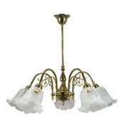 Victoriana 5 Light Pendant Polished Brass with 5008 29mm Frost Etched Shades