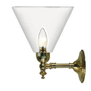 Waubra Wall Light with Cono Clear Shade, Polished Brass