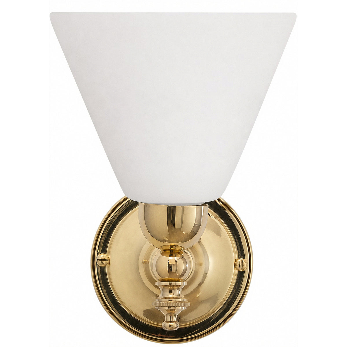 Waubra Wall Light with Cono Opal Matte Shade, Polished Brass