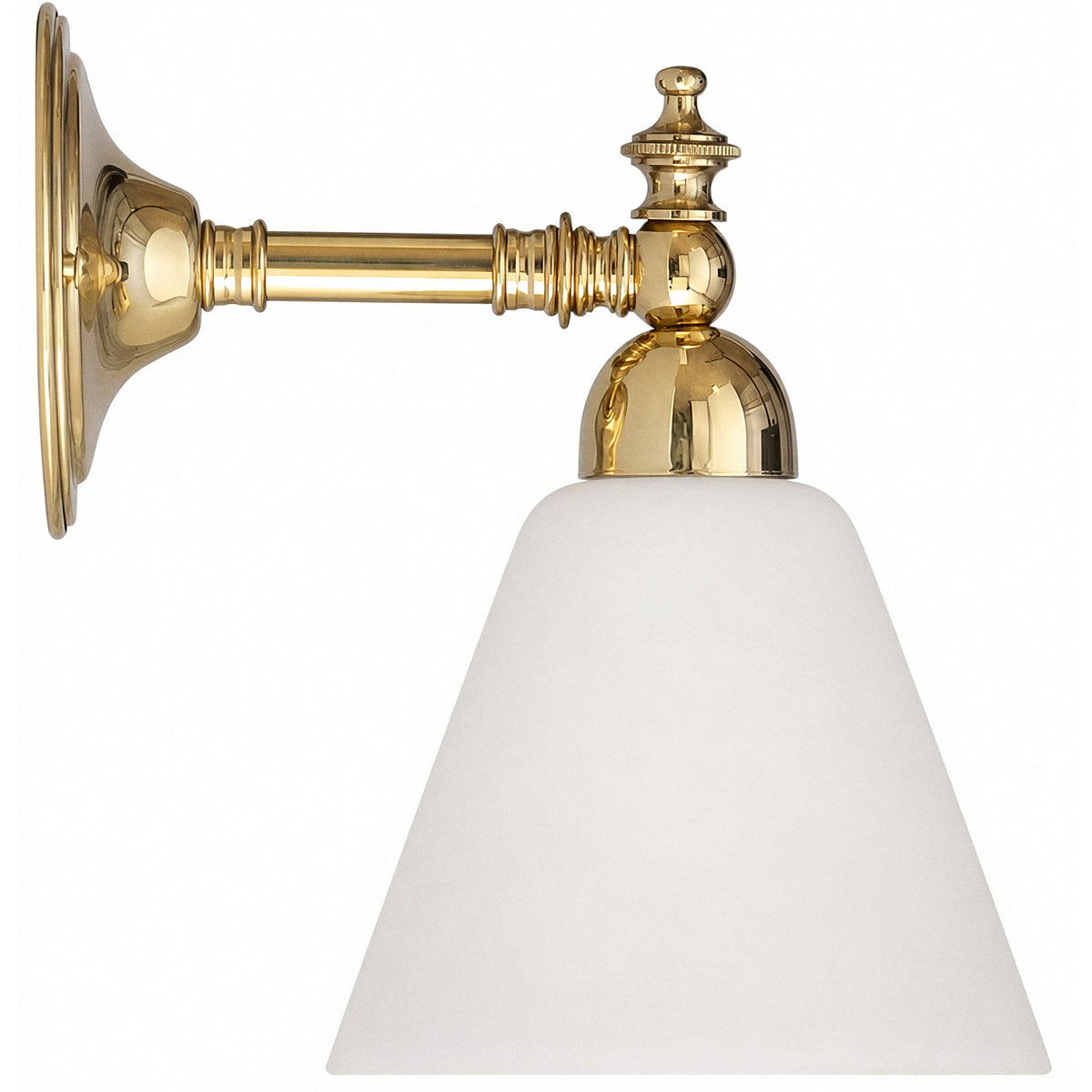 Waubra Wall Light with Cono Opal Matte Shade, Polished Brass