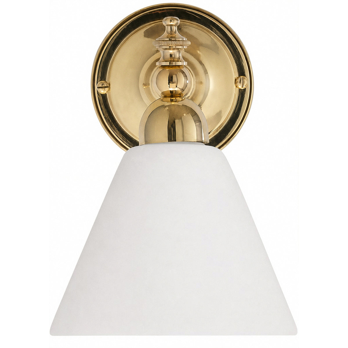Waubra Wall Light with Cono Opal Matte Shade, Polished Brass