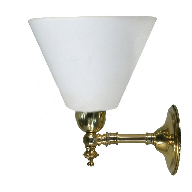 Waubra Wall Light with Cono Opal Matte Shade, Polished Brass