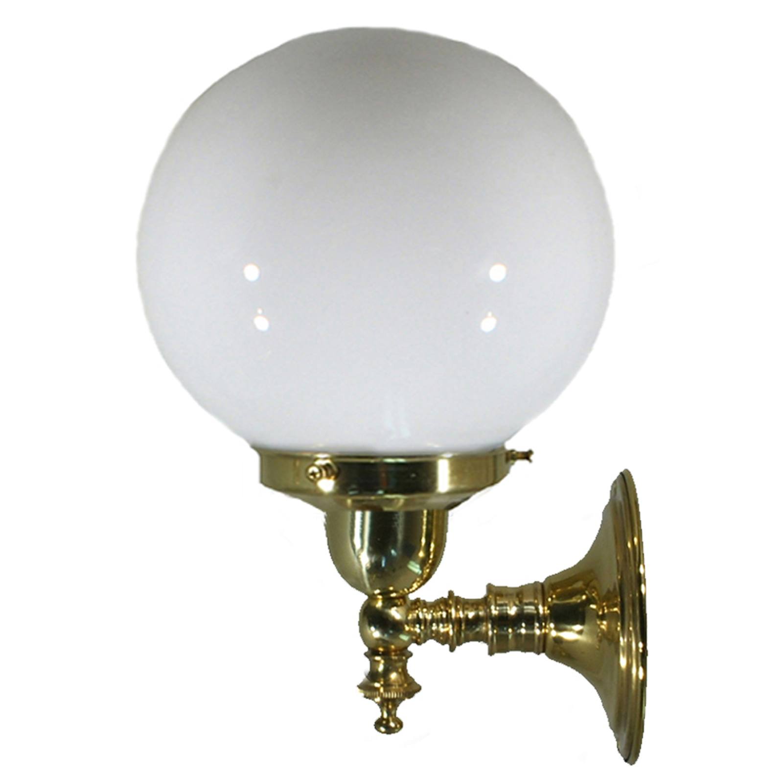 Koscina Wall Light with 6" Opal Gloss Sphere, Polished Brass