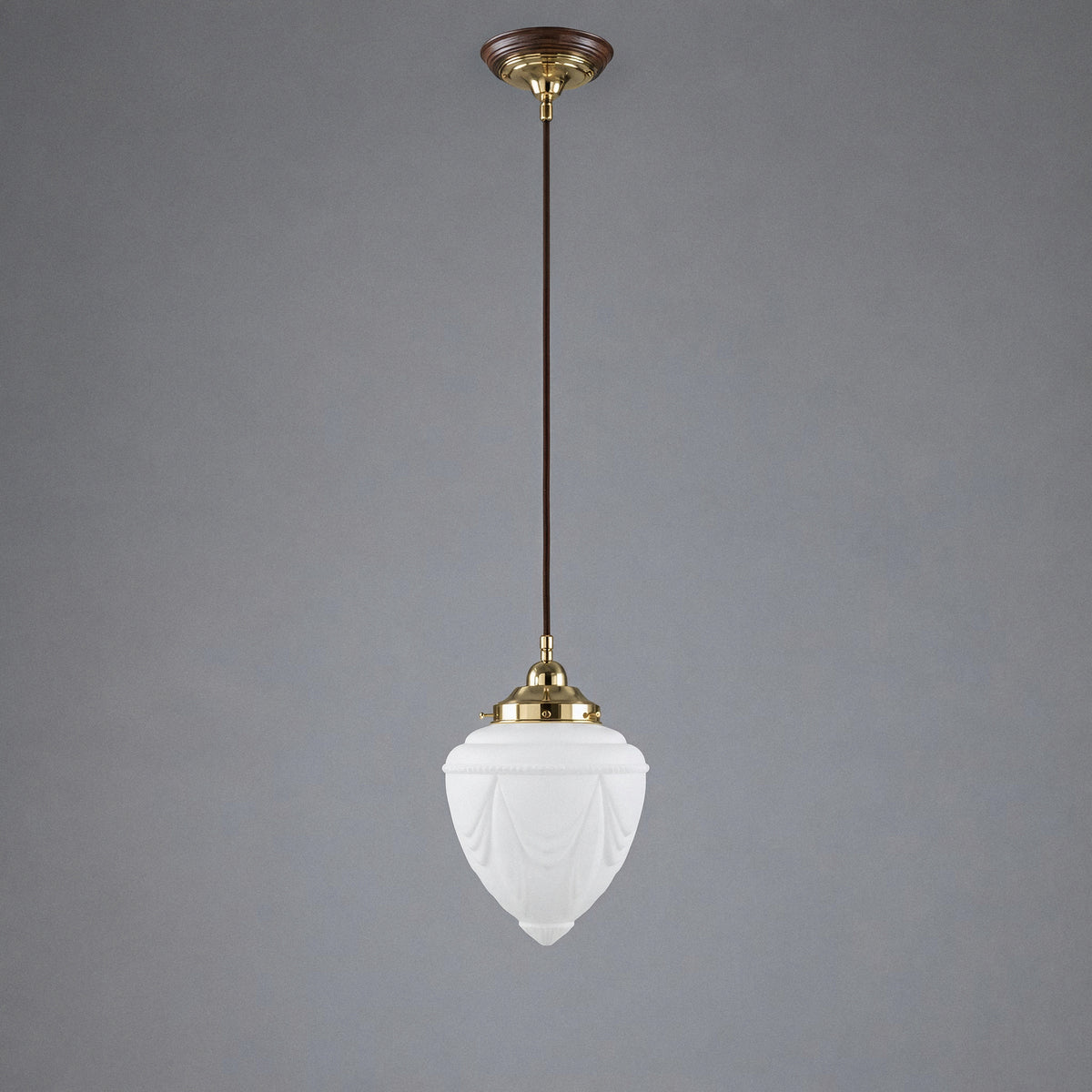 Empire 8'' Opal Matte Cord Suspension, Polished Brass