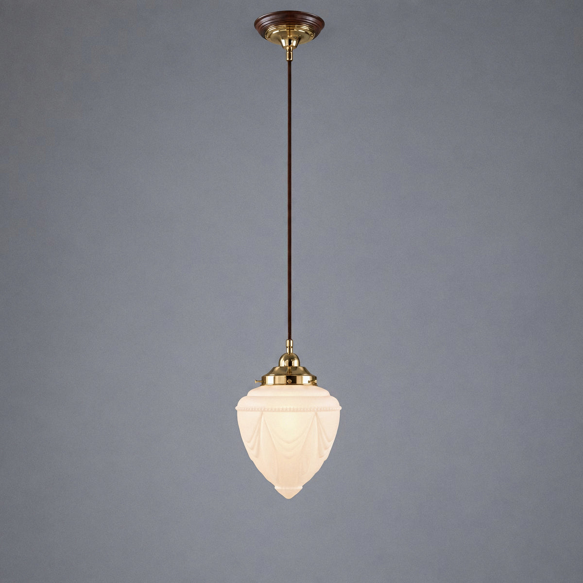 Empire 8'' Opal Matte Cord Suspension, Polished Brass