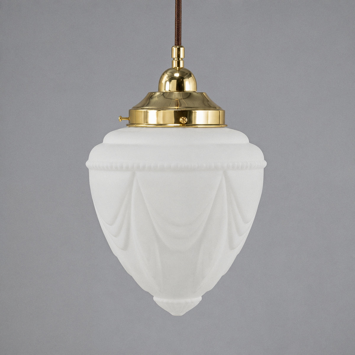 Empire 8'' Opal Matte Cord Suspension, Polished Brass