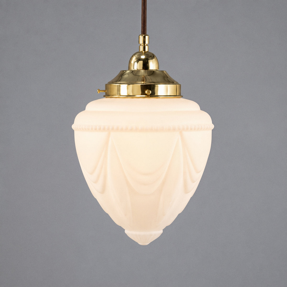 Empire 8'' Opal Matte Cord Suspension, Polished Brass