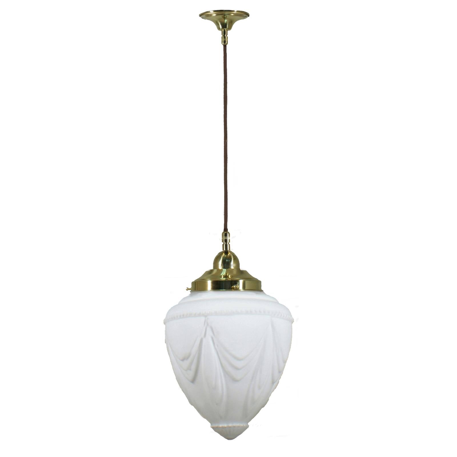 Empire 8'' Opal Matte Cord Suspension, Polished Brass