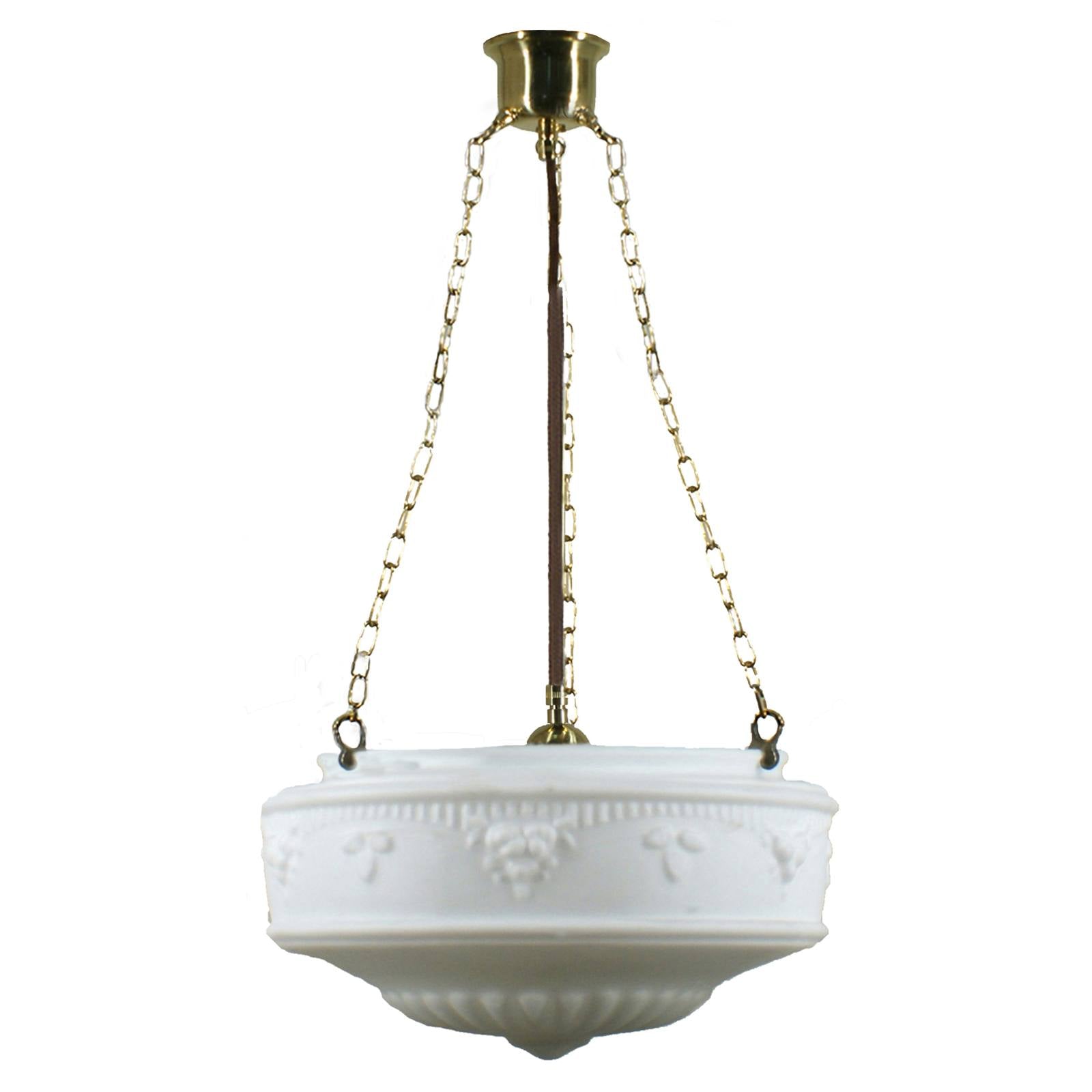 Senator 17'' Opal Matte on 3 Chain Suspension, Polished Brass