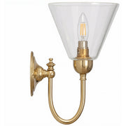 Loxton Wall Light with Cono Clear Shade, Polished Brass