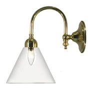 Loxton Wall Light with Cono Clear Shade, Polished Brass