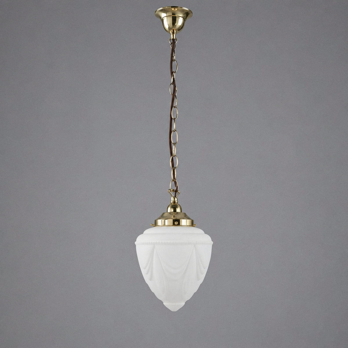Empire 8'' Opal Matte on Single Chain Suspension, Polished Brass