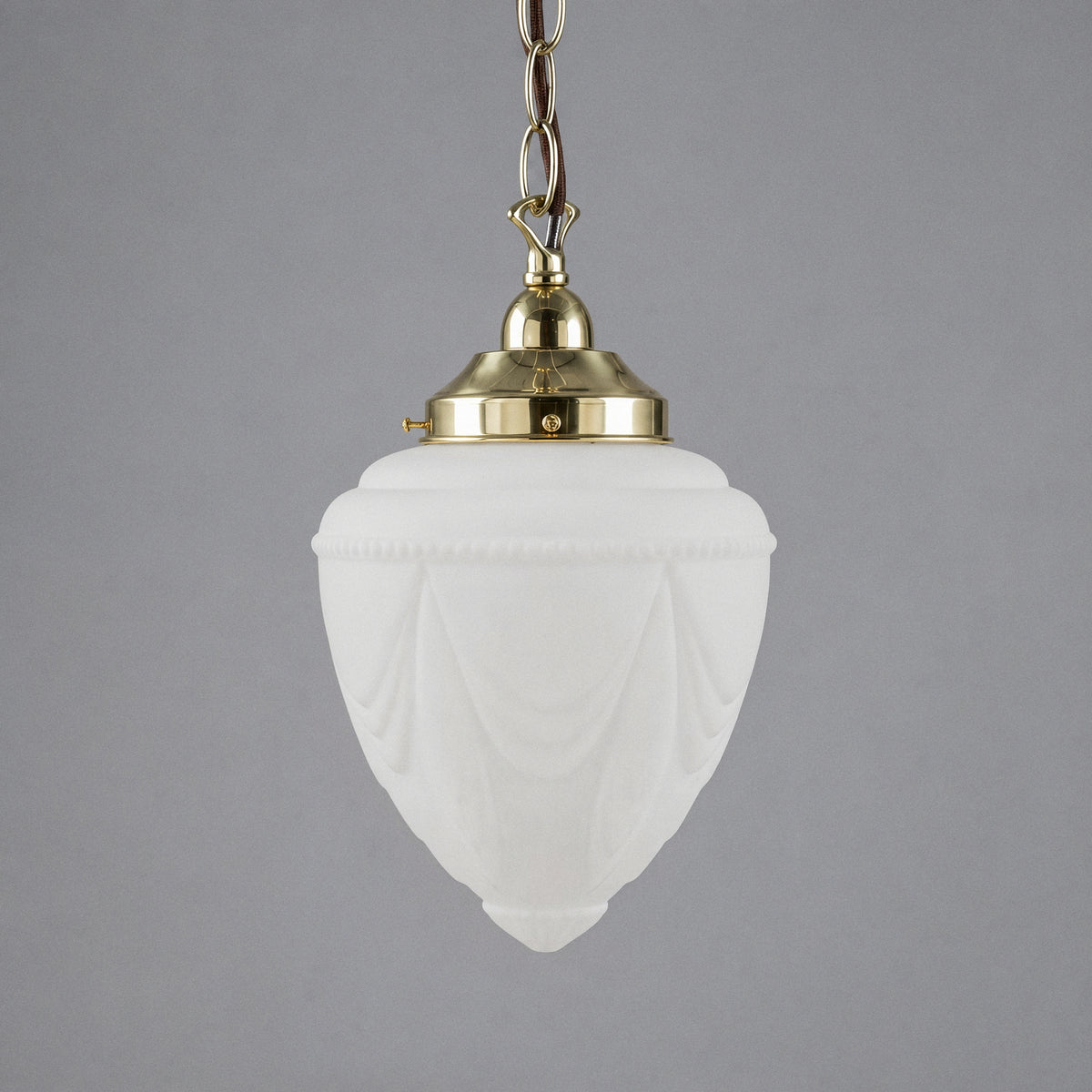 Empire 8'' Opal Matte on Single Chain Suspension, Polished Brass