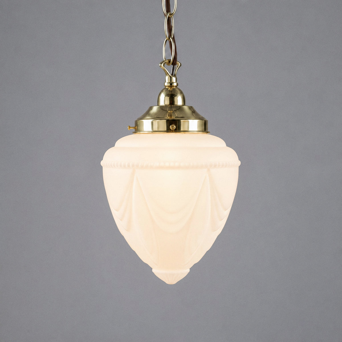 Empire 8'' Opal Matte on Single Chain Suspension, Polished Brass
