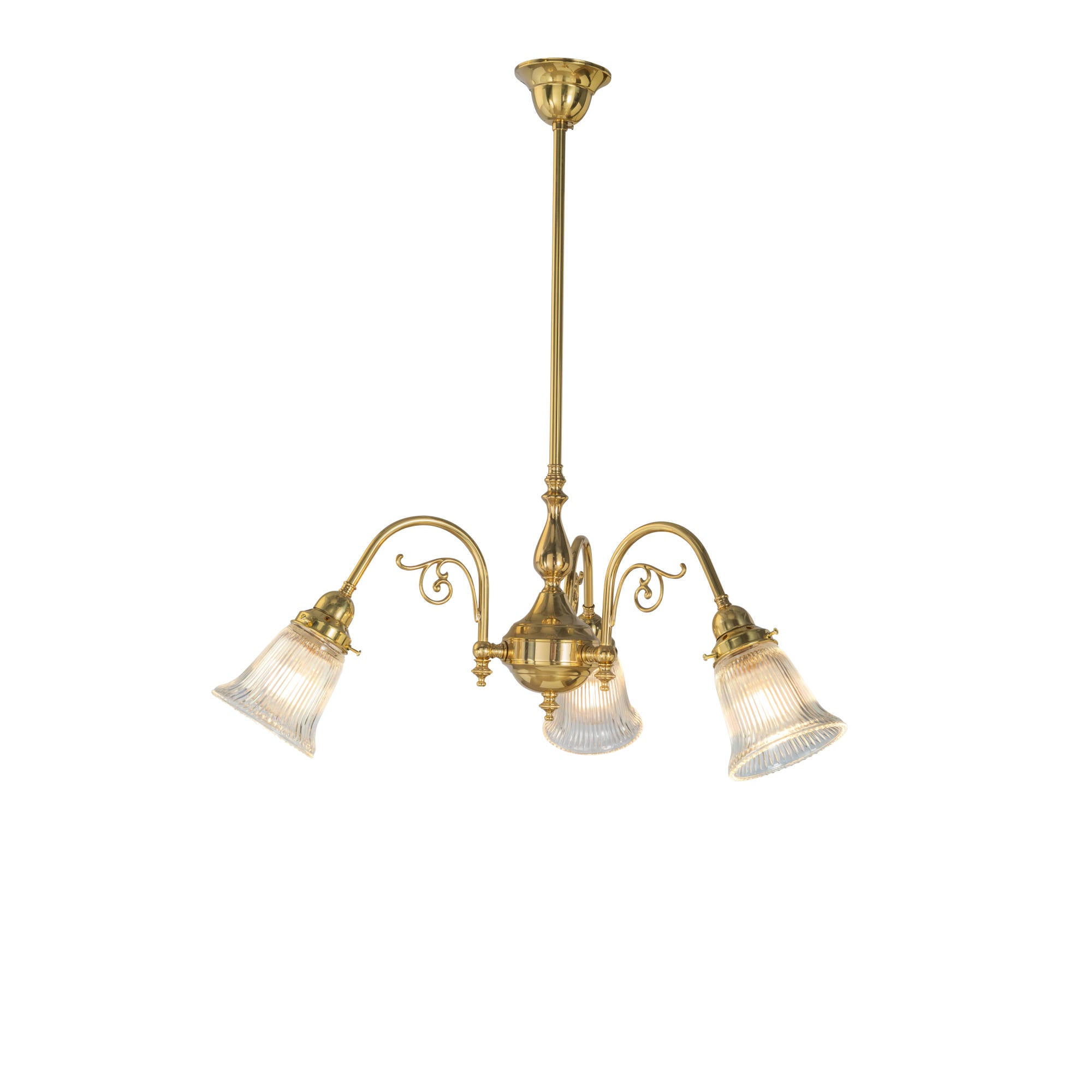 Victoriana 3 Light Pendant Polished Brass with Zipper 23 Clear Shades