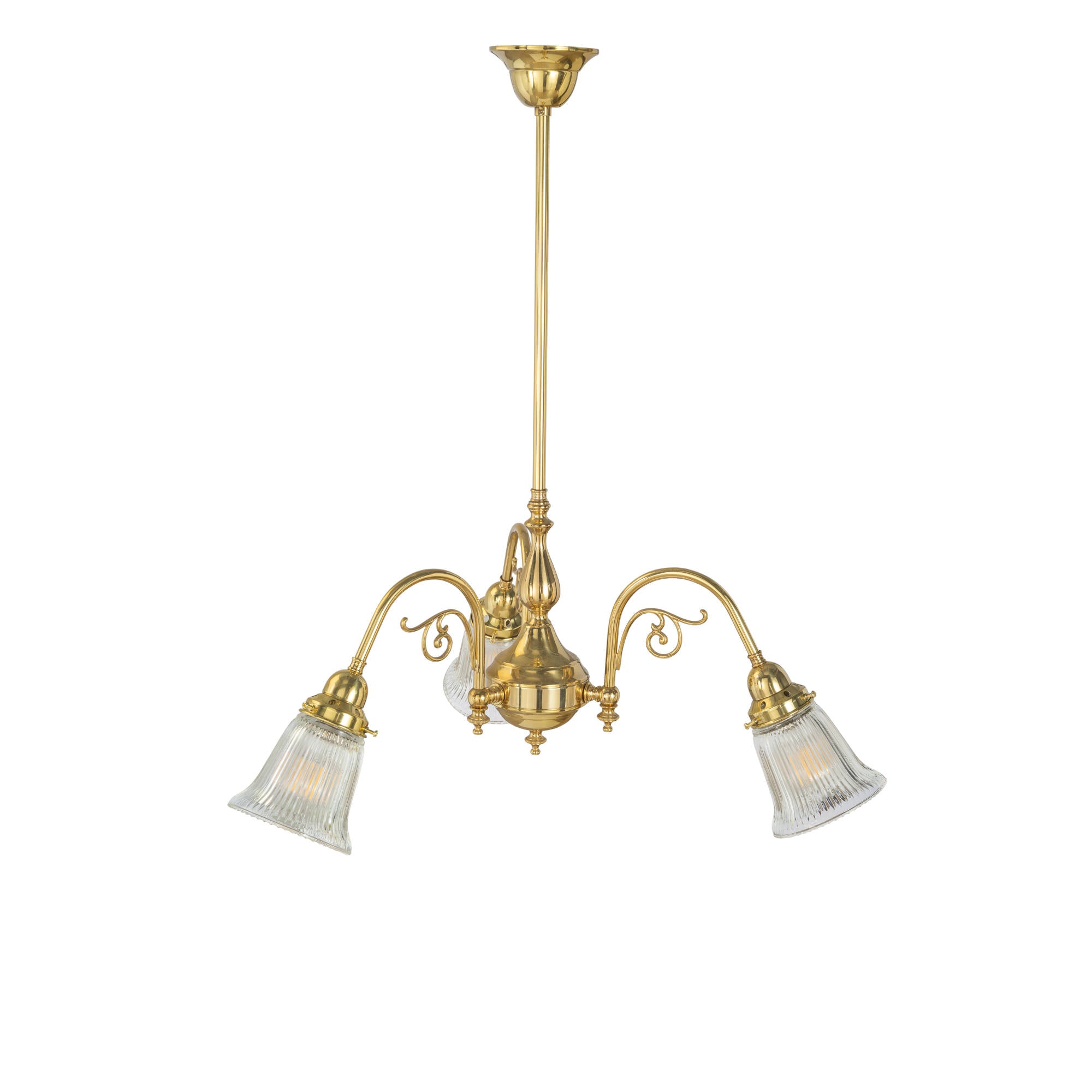 Victoriana 3 Light Pendant Polished Brass with Zipper 23 Clear Shades