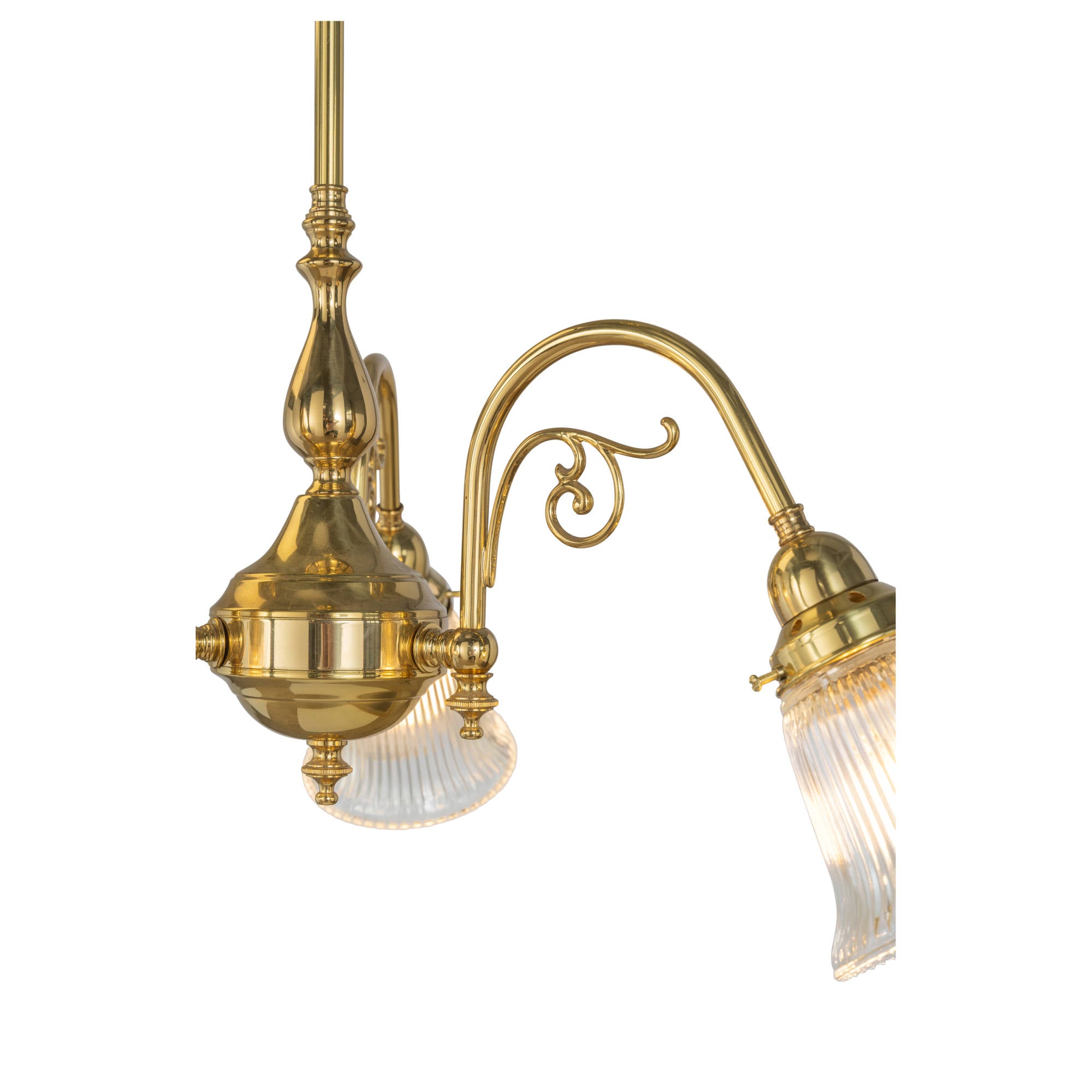 Victoriana 3 Light Pendant Polished Brass with Zipper 23 Clear Shades