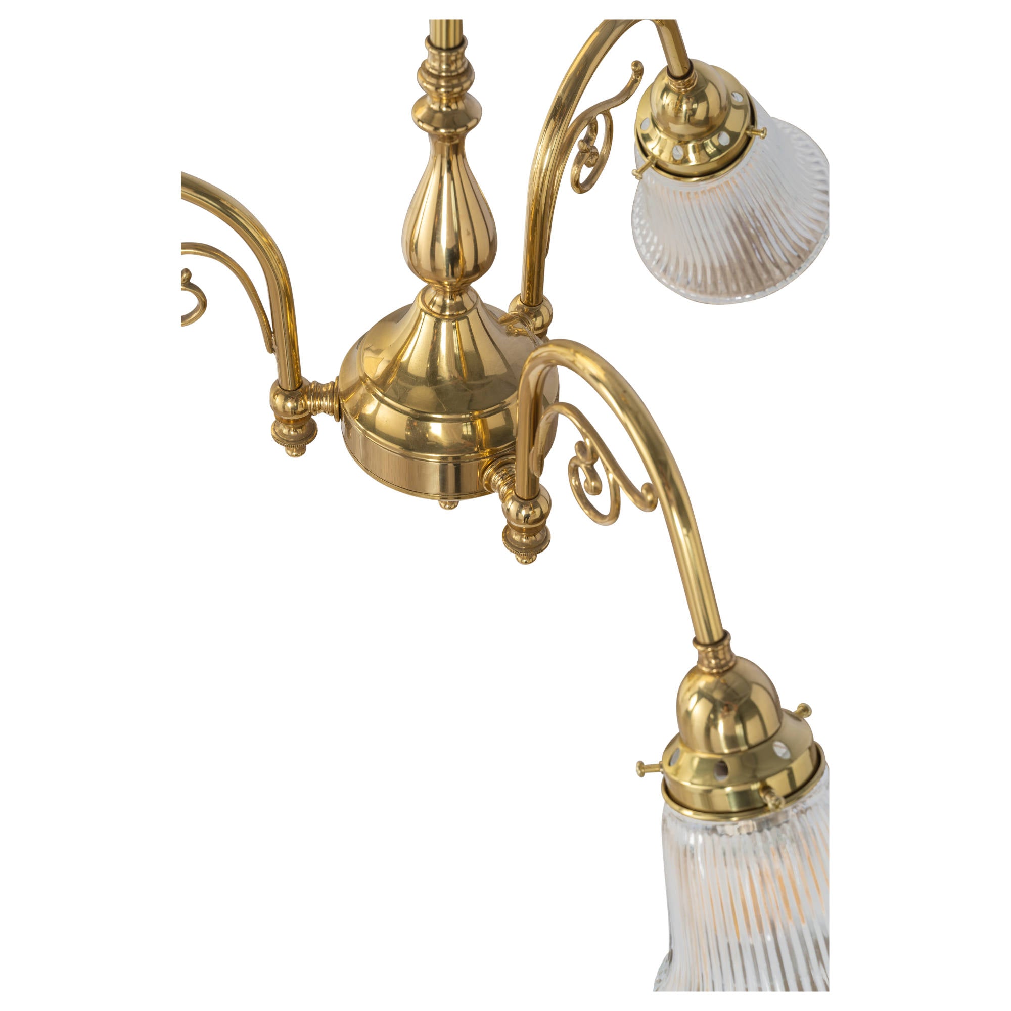 Victoriana 3 Light Pendant Polished Brass with Zipper 23 Clear Shades