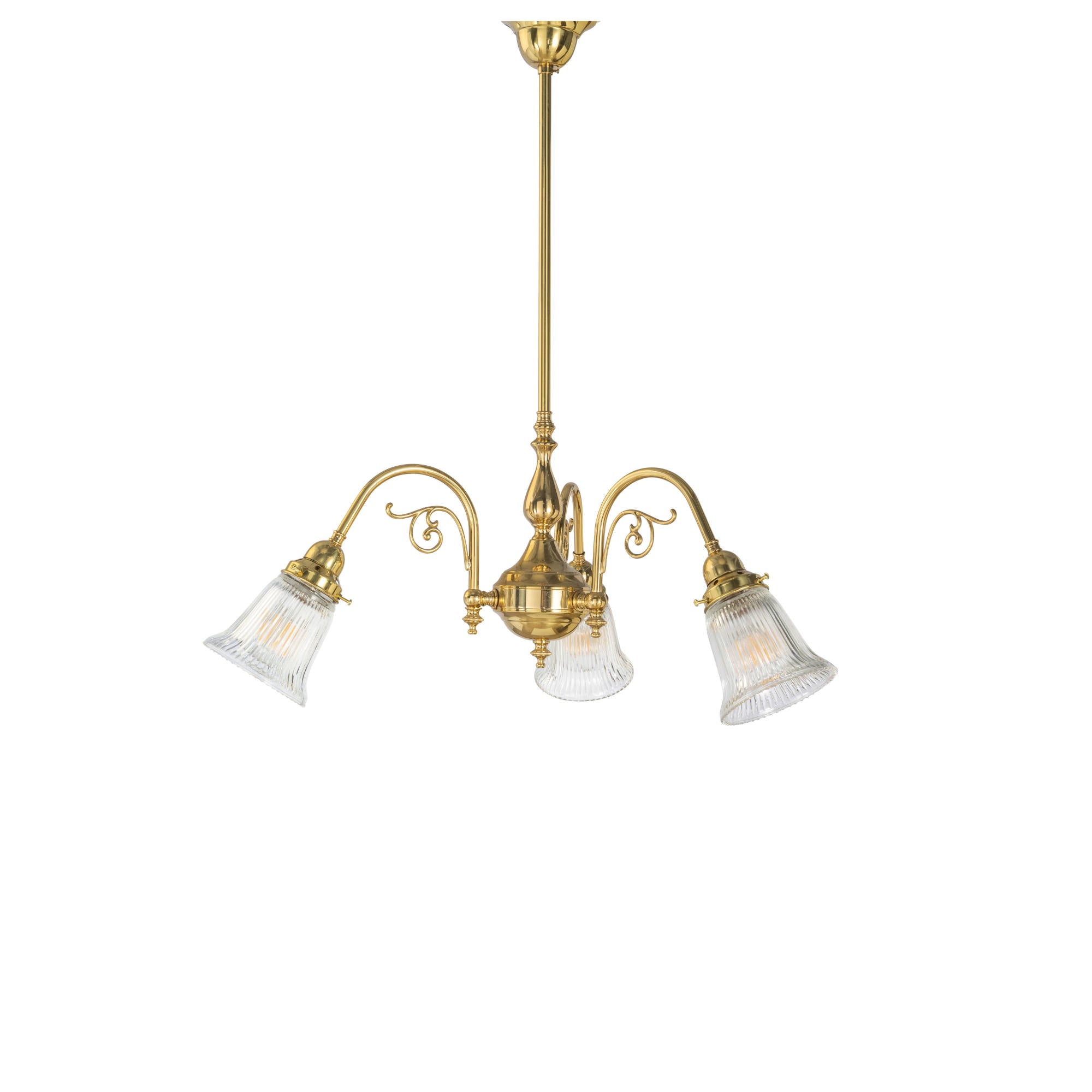 Victoriana 3 Light Pendant Polished Brass with Zipper 23 Clear Shades