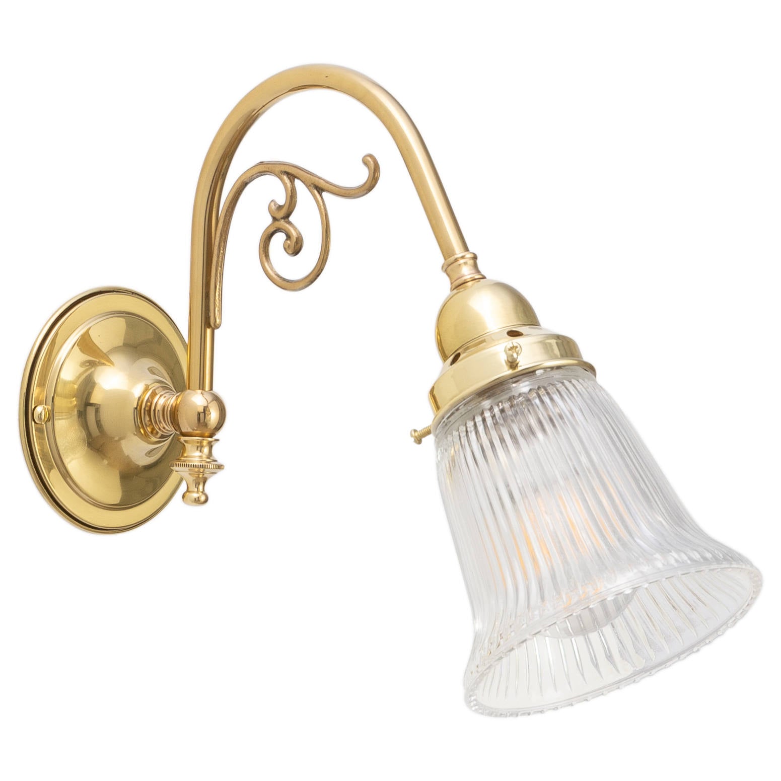 Victoriana Wall Bracket Polished Brass with Zipper 23 Clear Shade