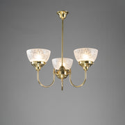 Luke 3 Light Pendant Polished Brass with Keon Frost Etch Shades