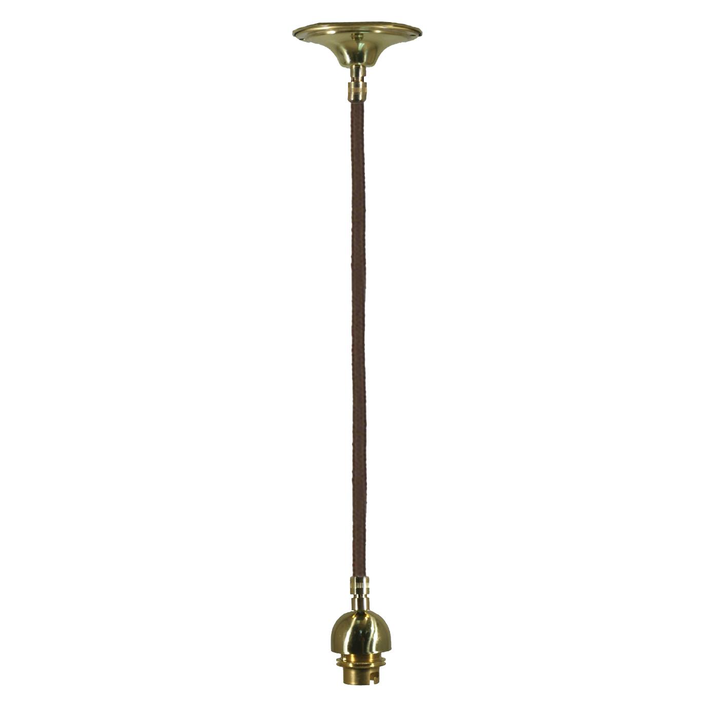 Cloth Cord Suspension, Brown Cord Polished Brass