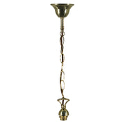 Single Chain Suspension, Brown Cord Polished Brass