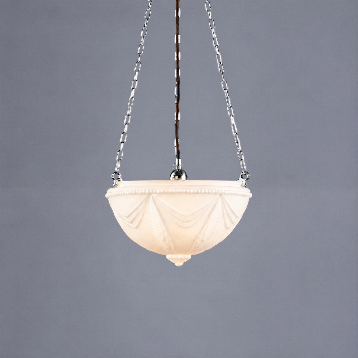 Empire 14'' Opal Matte on 3 Chain Black Cloth Suspension, Chrome