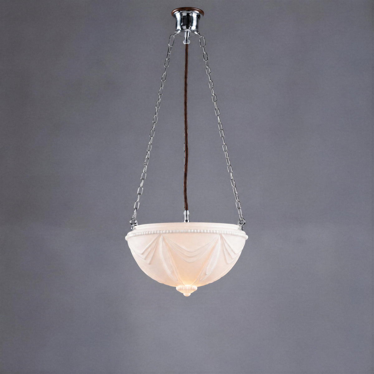 Empire 14'' Opal Matte on 3 Chain Black Cloth Suspension, Chrome
