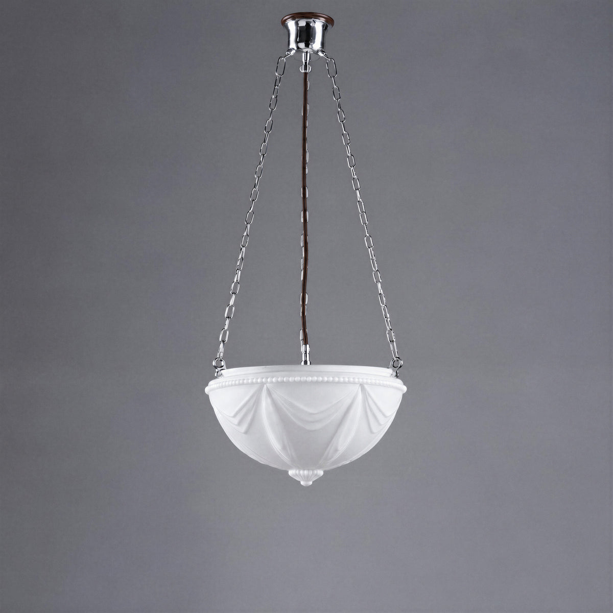 Empire 14'' Opal Matte on 3 Chain Black Cloth Suspension, Chrome