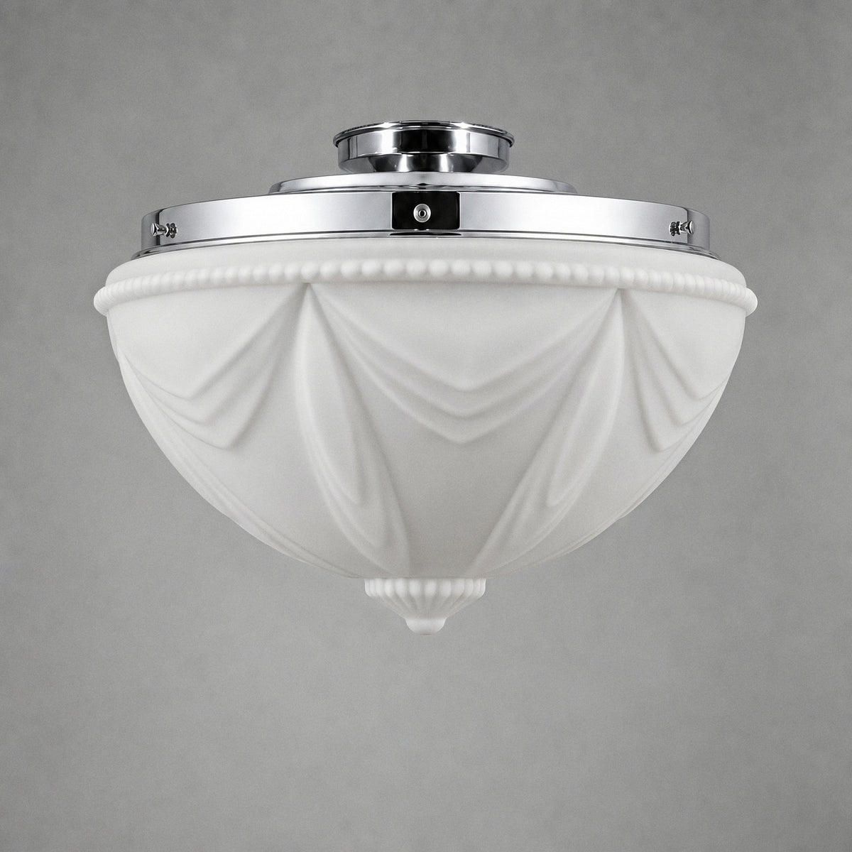 Empire Opal Matt 14" Shade w 12 1/4" Chrome Batten Fix Light