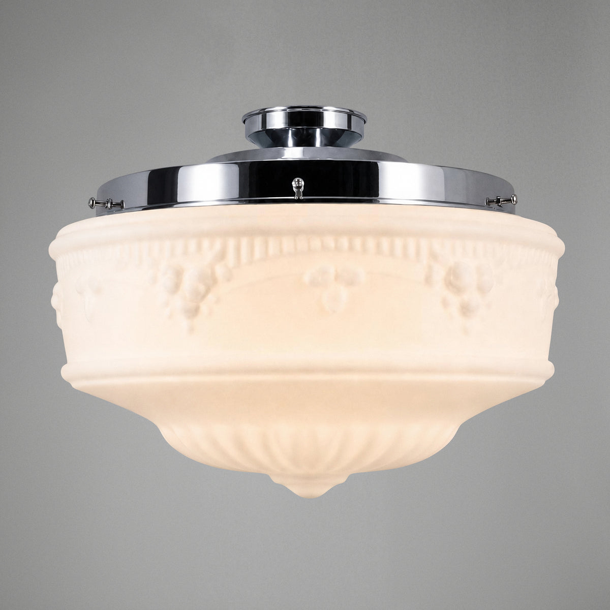 Senator Opal Matt 14" Shade w 12 1/4" Chrome Batten Fix Light